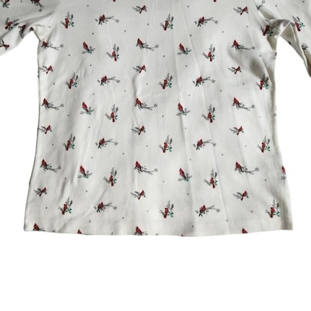 Cardinal Red Patterns croft & barrow | Tops | Croft Barrow White Red Cardinal Bird Long ...